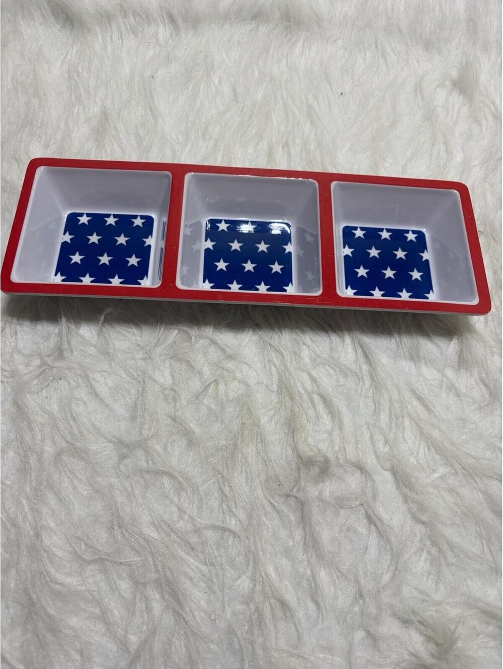 Patriotic Americana Outdoor Melamine Triple Divided Serving Tray